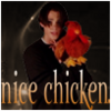 noxelementalist: picture of young Dean Forester holding a red chicken plushy. Text reads: Nice chicken. (Forrester Dean)