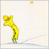 museaway: Gif from The Little Prince depicting his final moment.The French translates as "He fell softly, as a flower falls." (tombe)
