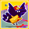 credoimprobus: a crow in mailman garb fires a shower of confetti (confetti!)