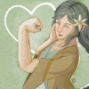 autumninpluto: Fire Emblem Fortune's Weave green haired lady flexing her bicep ([fefw] strong fefw lady)