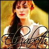 watersword: Keira Knightley as Elizabeth Bennet with the word "Elizabeth" (Elizabeth: king)