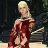 althea_valara: An icon of Lyse Hext from Final Fantasy XIV. She's got blond hair and is wearing a traditional red dress. (Lyse in Red)