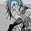 lovesgaze: jinx in greyscale, her blue hair the only pop of colour (jinx profile)