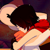 sarajayechan: Ruby and Somewhat the mouse sharing a tearful goodbye hug ([RWBY] Ruby+Somewhat)