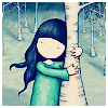 fadedwings: illustration of a dark-haired little girl hugging a tree (Jeff is so cute!)