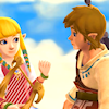 linky: Link and Zelda sitting together. (Loz: Zelink - Skyward Sword - Sit)