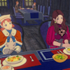 sarajayechan: Dorothea and Annette sharing a meal with Shez in the mess hall ([FEW3H] Dorothea/Annette)