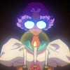 sarajayechan: Anthy looking at a candleholder from behind her Scary Shiny Glasses ([RG Utena] Anthy)
