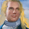 lennymacb: A portrait of Joseph Smith Jr edited to have long hair, golden eyes, and a chained neck like Alecto from The Locked Tomb series. (Default)