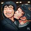 ninetydegrees: Art: Ilya kissing Shane's helmet (fanart) (kisstoo)