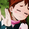 autumninpluto: MHA Ochaco blushing while pulling away ([mha] blushing ochaco)