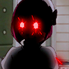 autumninpluto: A silhouette of Kana with red, glowing eyes ([onk] activate kana)