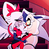 sarajayechan: Charlie and Vaggi in a tender embrace during a musical number ([Hazbin Hotel] Chaggi)