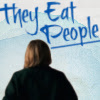 elian_panatomicpublishing: Carol Sturka looking at the words 'They Eat People'. (Pluribus)