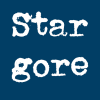 stargore: The words "star gore" on a deep blue background in a typewriter font (Oz)