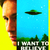 goodbyebird: The X-Files: Mulder and his flying saucer poster, "I want to believe." (X-Files i want to believe)