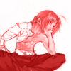 deanlearnstolive: Sketchy drawing of Edward Elric from Fullmetal Alchmiest looking contemplative. The image is tinted in a red hue and has a blank white background. (Edward)