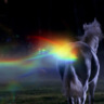 jinkieswouldyoulookatthis: Screenshot of a rainbow farting unicorn running away at night, from Supernatural episode Plucky Pennywhistle's Magical Menagerie (Default)