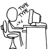 luckyzukky: xkcd stick figure guy typing on a computer at a desk (misc | xkcd #1)