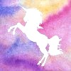 teagan_starfarer: Silhouette unicorn with a rainbow watercolor background (Default)