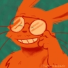 sunn_mechanic: A cartoon rabbit with orange fur wearing a pair of large glasses, who's leaning casually on his hand, a tired smile on his face. (Sunn Pfp 5)