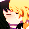 sarajayechan: Blake and Yang kissing after confessing their love to each other ([RWBY] Bumbleby kiss)