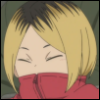 starrysam: kenma in a red jacket with eyes closed (kenma)