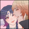 lunafleurette: Yumeship art icon of my HSR OC Ligeia with Mydei. He's biting her cheek while she looks on in what is either exasperation or affection. Or both. (yumeship icon)