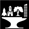 worldbuildex: Icon showing an anvil with a rocket, castle, tree, and skyscraper on top of it. (Default)