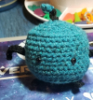 chromatic_crow: a hand crocheted blue Junimo from Stardew Valley (crafts)