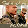 magnavox_23: Jack staring at Teal'c's front with text reading 'That is not my six, O'Neill' (Stargate_Jack/Teal'c_notmysix)