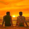 unavee: Ilya/Shane with sunset between them (heatedrivalry sunset)