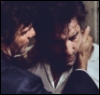 miscellanium: peter falk in a dark suit holding john cassavete's face. it's an intimate moment. (mikey & nicky)