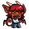 anti_clockwork: An icon of a small brown chimeric female in the "chibi" style wearing a white shirt and baggy jeans. (Default)