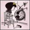 latam: panel de mafalda con un globo terráqueo "al revés" (mafalda)