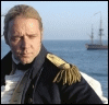 galadhir: Jack Aubrey (an 18th Century ship's captain) looks into the camera as his ship nods at anchor behind him. Periodically a small UFO flies into frame and beams up a whale (Aubrey UFO)