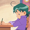 majoukoufu: Masaru sits gloomily at his desk, staring at a piece of paper (OD - Masawriting (or not))