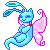 anti_clockwork: An icon of a blue cat-like creature with fairy wings, slightly animated to imitate flying. (Default)
