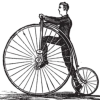 frandroid: A drawing of a man climbing onto a penny farthing bicycle (bicycle)
