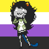 nyanbinary_meulin: A Meulin Leijon from ministrife superimposed on the nonbinary flag. (enby meulin)