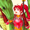 sarajayechan: Jill smiling and petting her wyvern's snout ([RG Utena] Utena/Anthy bliss)