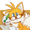 i_like_the_stars: Tails with glasses, holding a paper and scratching his head with a pencil (STH Tails Writing)
