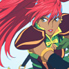 majoukoufu: Mary's ponytail waves behind her mid-battle-pose (ToDestiny - Binary Star)