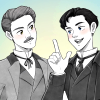 astudyinviolet: Sherlock and Watson in black and white with Sherlock yapping while Watson listens (Default)