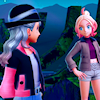 sarajayechan: Taunie and Paxton atop Prism Tower at night, admiring the view ([Pokemon Kalos] Taunie/Paxton)