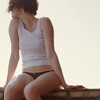 sarken: girl with short hair sitting on a wall in her underwear ([misc] mutiny i promise you)