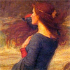 jennifer: painting of a girl with flowing red hair looking out to sea (miranda)