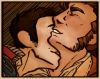 sanguinity: art of Ewen and Keith from Flight of the Heron, Keith aggressively kissing Ewen's neck (flight of the heron em's flowers)