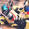 linky: Zerorider laying on the groud, lounging with a hand on his hip. (Zeztz: Zero - Lounge)