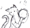 asakiyume: cat playing a tambourine (Tambourine cat)